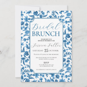 Möhippa Brunch Chintz Blue & White Blommigt Ditsy Inbjudningar