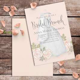 Möhippa Brunch Elegant bröllop Dress  Blommigt Inbjudningar