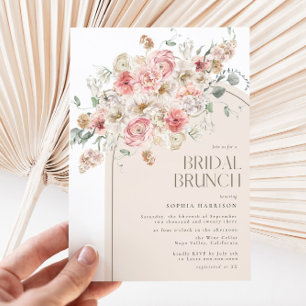 Möhippa Brunch för och vit Blommigt Inbjudningar