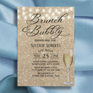 Möhippa Brunch Modern Champagne Gnistra Guld Inbjudningar