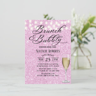 Möhippa Brunch Modern Champagne Gnistra Rosa Inbjudningar