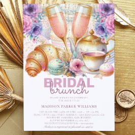 Möhippa Brunch Pastel Rosa turquise Guld Glitter Inbjudningar