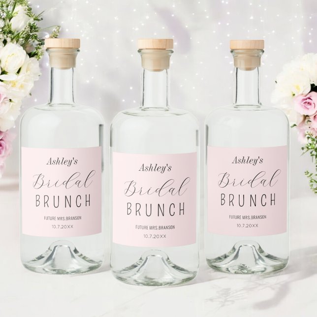 Möhippa Brunch  Rosa Spritflaskor Etikett (Skapare uppladdad)