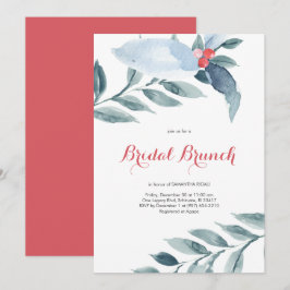 Möhippa Brunch Watercolor Red Berries Julfest Inbjudningar