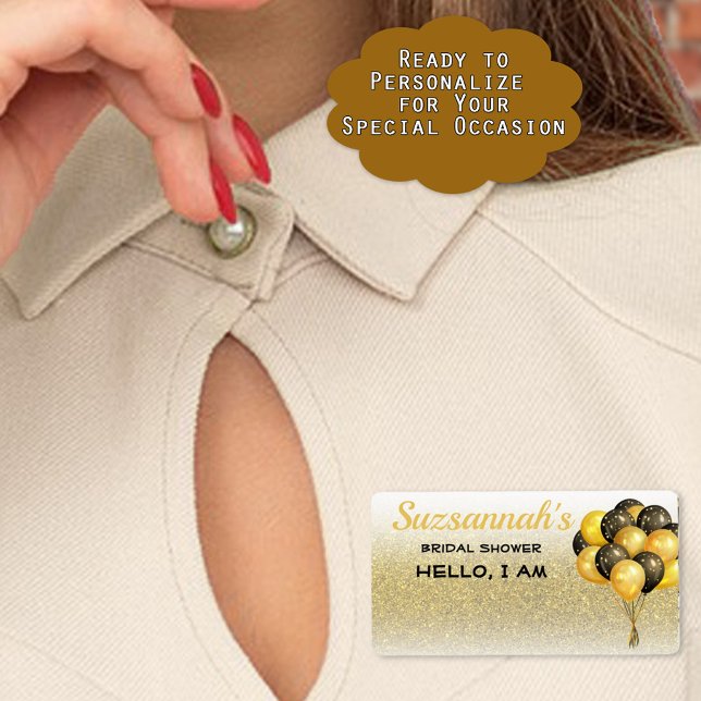 Möhippa Bubbar Guld Glitter Namn bricka Fraktsedel (These sticker label names tags make it easy for your guests to identify and remember names.)