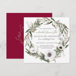 Möhippa Burgundy Anemone Olive Löv utandning Inbjudningar