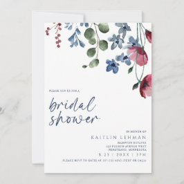 Möhippa Burgundy & Blue Wildblomma Inbjudningar