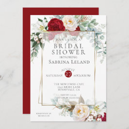 Möhippa | Burgundy Peony Blommigt Ram Inbjudningar