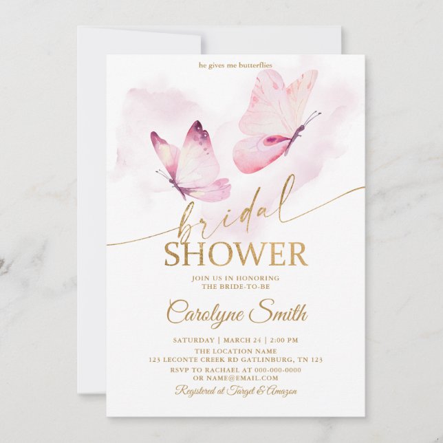 Möhippa Butterfly-inbjudan Inbjudningar (Framsida)