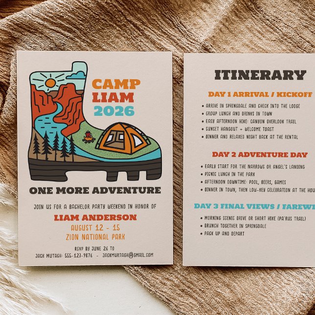 Möhippa Camping- och vandringsfest Weekend inbjuda Inbjudningar (Skapare uppladdad)