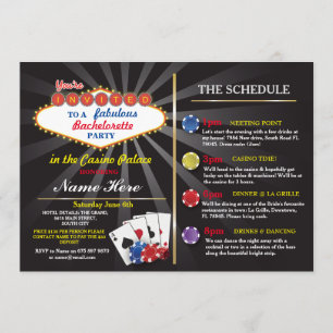 Möhippa Casino Vegas Itinerary Bachelorette Inbjudningar
