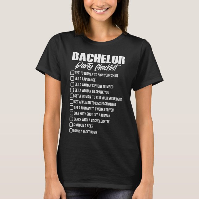 Möhippa Checklista Brud Brudtärnor Sällskap  T Shirt (Framsida)