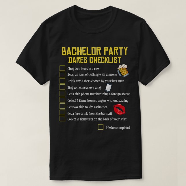 Möhippa Checklista Roligt Brud Och Brudgum T Shirt (Design framsida)