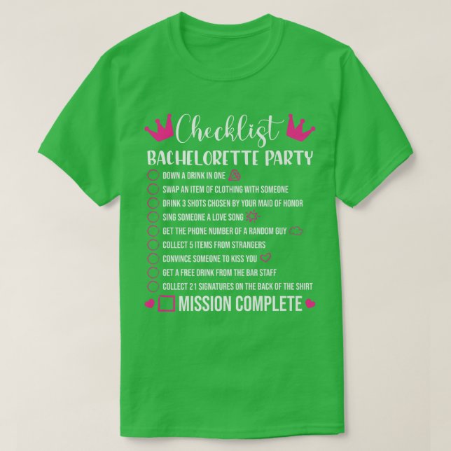 Möhippa Checklista Spel Brud  T Shirt (Design framsida)