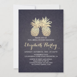 Möhippa Chic Pineapple par marin Blue Guld Inbjudningar