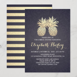 Möhippa Chic Pineapple par marin Blue Guld Inbjudningar