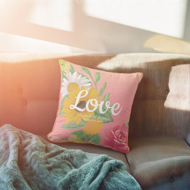 Möhippa Chic Ro Flowers Rosa Guld Glitter Kudde (Skapare uppladdad)