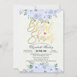 Möhippa Chic Skript för Blommigten Vattenfärg Guld Inbjudningar