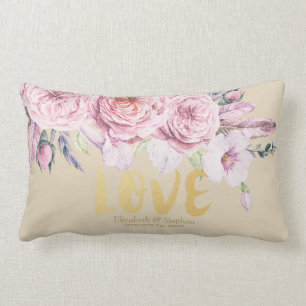 Möhippa Chic Vattenfärg Boho Blommigt Ludd Lumbarkudde