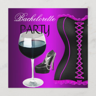 Möhippa cocktails Magenta Svart Korsett Inbjudningar