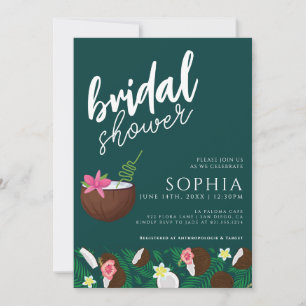 Möhippa Coconut Emerald Grönt Bröllop Modern Inbjudningar