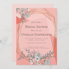 MÖHIPPA Coral Blommigt Geometric Guld Ram Inbjudningar