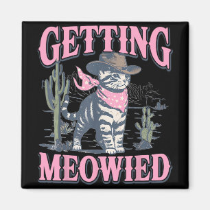 Möhippa Cowgirl Får Kattbrud Meowied Magnet