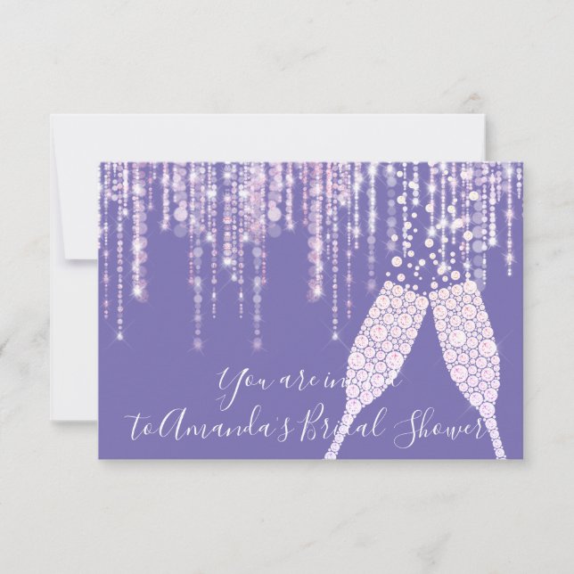 Möhippa Diamantglasbubblor Söt16:e glaset Inbjudningar (Framsida)