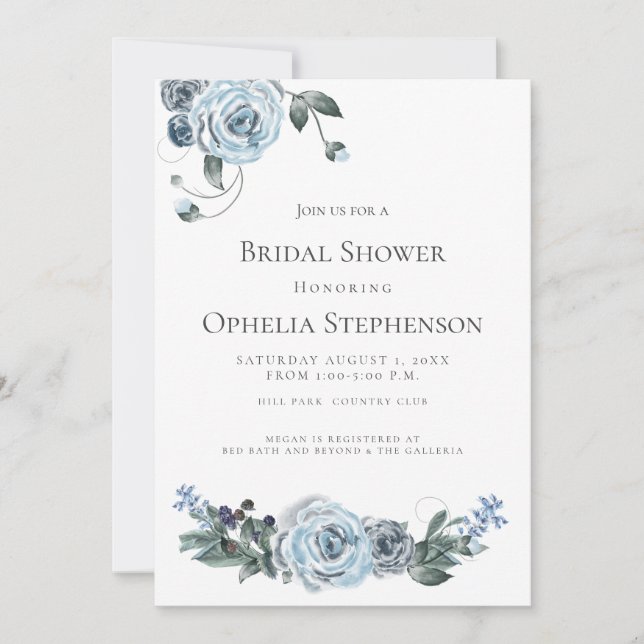 Möhippa | Dusty Blue-Blommigt för vattenfärg Meddelande (Framsida)