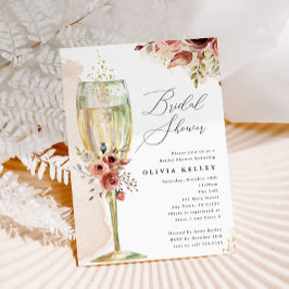 Möhippa Earthy Blommigt Champagne Glass Inbjudningar
