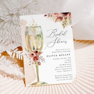 Möhippa Earthy Blommigt Champagne Glass Inbjudningar