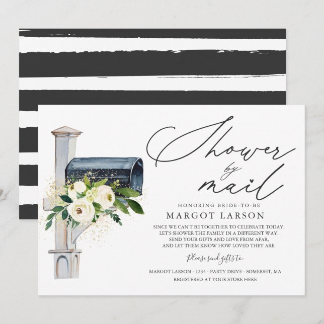 Möhippa efter e-postinbjudan Grey & Guld Inbjudningar (Fram/baksida)