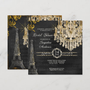 Möhippa Eiffel Torn Chandelier Typografi Inbjudningar