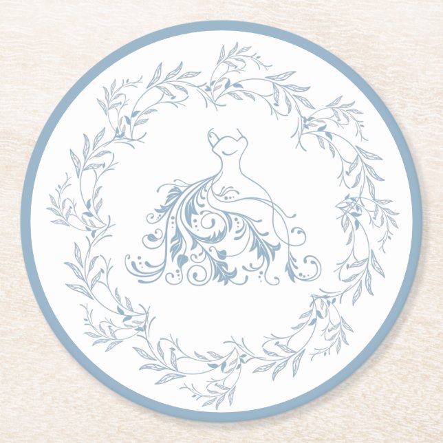 Möhippa - Elegant Blue Shower Papper Underlägg (Framsidan)