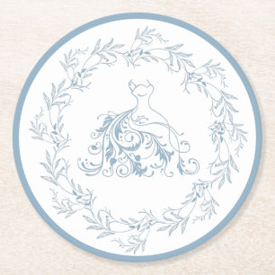 Möhippa - Elegant Blue Shower Papper Underlägg Rund