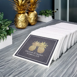 Möhippa Elegant Guld Ananas Blå par Pappersservett
