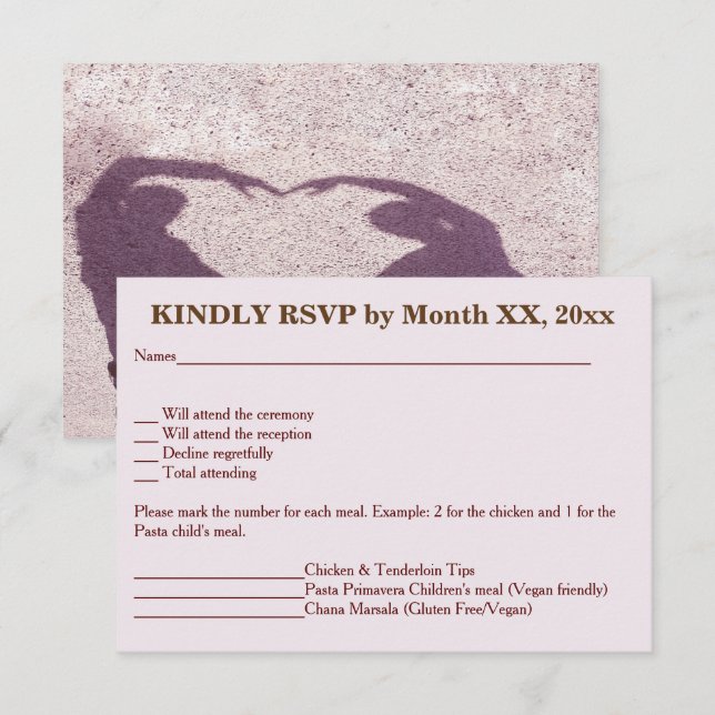 Möhippa Ett par Silhouette Heart i Sand OSA Inbjudningar (Fram/baksida)