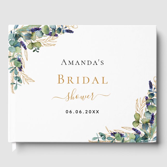 Möhippa eucalyptus greenery lavender gästböcker (Framsida)