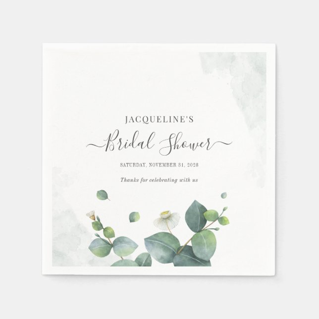 Möhippa Eucalyptus Succulent Greenery Pappersservett (Framsidan)