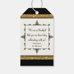Möhippa favor Gift Märkre Guld Ornament Glitter Ra Presentetikett
