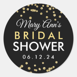 Möhippa Favorittagg Guld Faux Glitter confetti Bla Runt Klistermärke