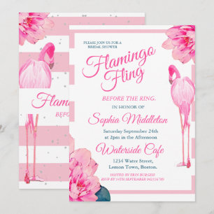 Möhippa Flamingo Fling Rand Blommigt Chic Inbjudningar