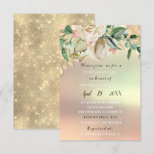 Möhippa Flower Brunch Greenery Ivory Guld Inbjudningar