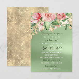Möhippa Flower Brunch Greenery Rosa Guld Inbjudningar
