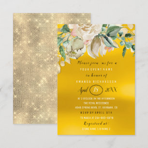 Möhippa Flower Brunch Spark Guld Lemon Inbjudningar