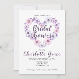 Möhippa Flower Heart Lila White Inbjudningar