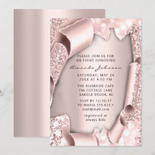 Möhippa födelsedag 16:e Ro 3D Glitter UNIQUE Inbjudningar
