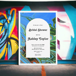 Möhippa för Abstrakt av modern minimal blå Grönt Inbjudningar