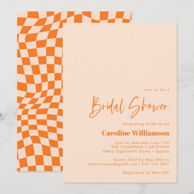 Möhippa för  Abstrakt i kontrollpanel för orange Inbjudningar (Fram/baksida)