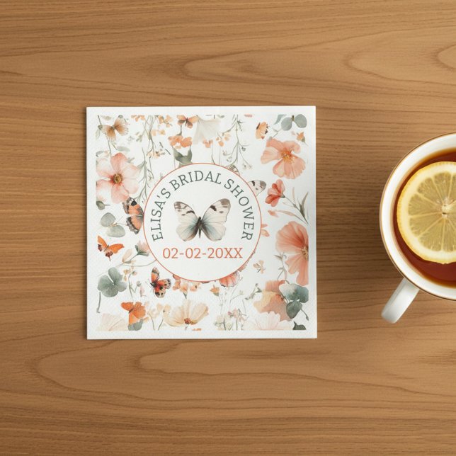 Möhippa för ANPASSNINGSBAR av fjäril Meadow Waterc Pappersservett (Butterfly Meadow Watercolor CUSTOM Bridal Shower Napkins
)
